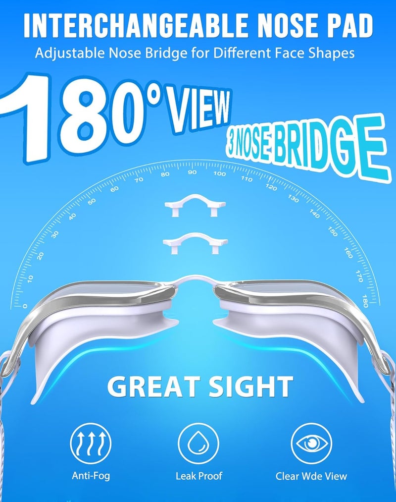 Vegemono Swim Goggles, Unisex Adult Swimming Goggles Anti Fog Anti UV No Leakage Wide View for Men Women Youth - Image 2